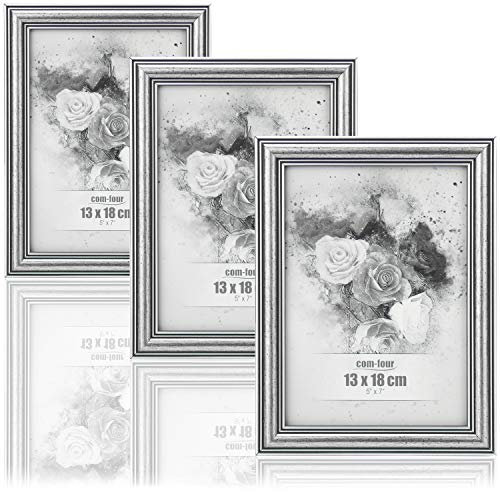 com-four® 3x Bilderrahmen 13 x 18 cm für die schönsten Fotos - Stilvoller Fotorahmen - Rahmen für Lieblingsbilder und Schnappschüsse - shabby chic Antik-Look