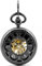 Unendlich U Vintage Retro Handaufzug Mechanische Taschenuhr 6 Blütenblätter Hohle Skelett Kettenuhr Pullover Halskette Schwarz