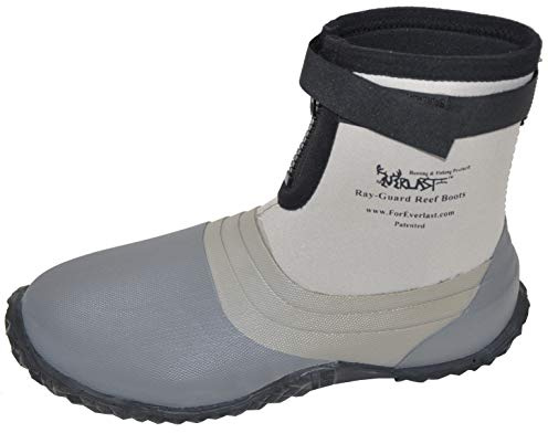 Foreverlast Ray-Guard Reef Wading & Fishing Boots Generation II for Men and Women, Grey, Size 11, Hard Soled Vulcanized Rubber Bottom, Neoprene, Lightweight, Waterproof (APBZA1010NFSkE)