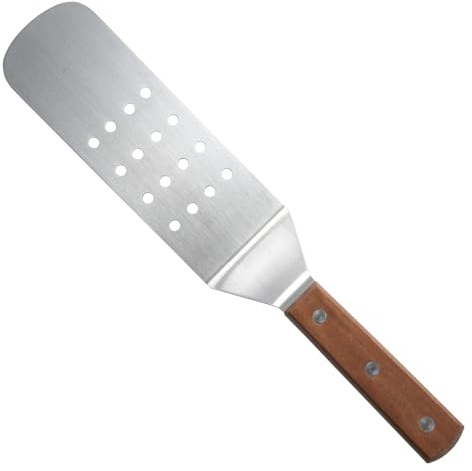 Winco Perforated Blade Flexible Spatula Turner, 9.5-Inch by 3-Inch, Medium, Stainless Steel, Brown