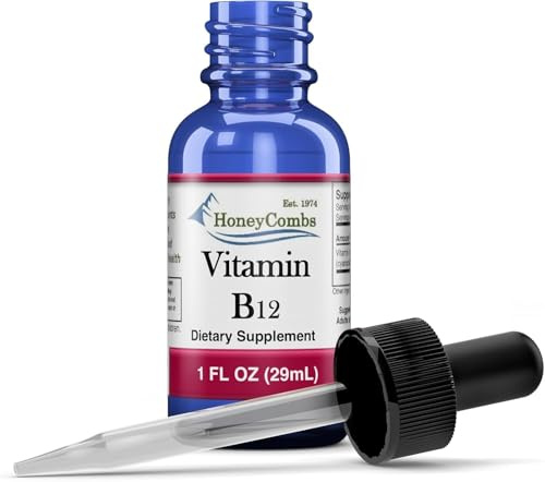 HoneyCombs Liquid Vitamin B12 Drops – Sublingual B12 Supplement for Energy, Brain Focus & Nerve Health – Cold Processed, Alcohol-Free, Vegetable Glycerin Base – Vegan, Made in USA – 36 Servings