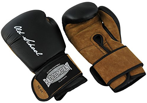 Bad Company boxningshandskar av läder I modell old School I för boxning, sparring och tävlingslådor I viktklasser 25 ml – 45 ml I svart/brun