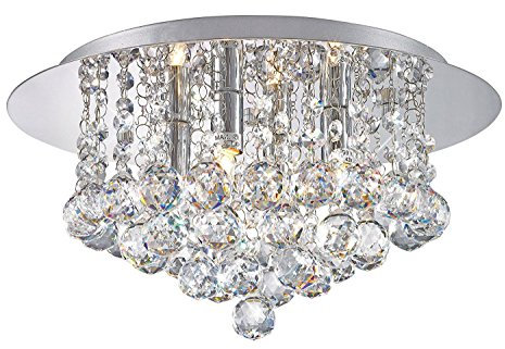 Long Life Lamp Company Modern Elegant Round Chandelier Ceiling Light Crystal Droplets Simply Stunning Effect M0017