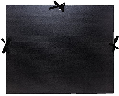 Exacompta - Cod. 25738E - 1 cartella portadisegni in cartoncino kraft verniciato nero - con nastri in tessuto - retro e angoli in tela - 32X45cm - per archiviazione A3 - colore nero