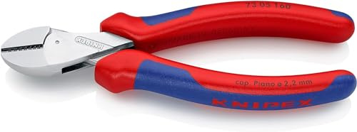 Knipex X-Cut® Alicate de corte diagonal compacto gran efecto palanca cromado, con fundas multicomponentes 160 mm (cartulina autoservicio/blíster) 73 05 160 SB