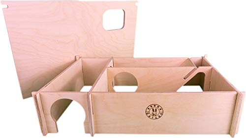 Getzoo Wohnlabyrinth Zany I Naturholz-Labyrinth I Mehrere Vorratskammern zur individuellen Lagerwahl, I Abnehmbares Dach I Komfortables und artgerechtes Heim für Nager