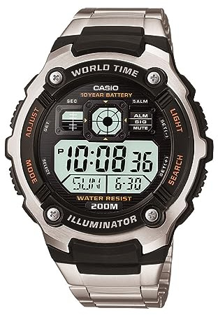 Casio Men's AE2000WD-1AV Silver-Tone Multi-Functional Digital Sport Watch