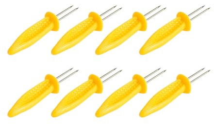 HIC Kitchen Corn Holders, Stainless Steel Prongs, Set Of 8, BPA-Free