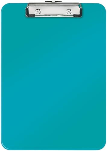 Leitz WOW A4 Klemmbrett, hochwertiges Klemmbrett aus Hartplastik, 80 Blatt Kapazität, Eisblau, 39710051