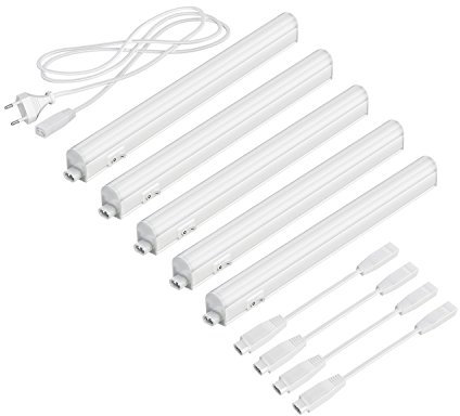 Parlat Luminarias LED bajo el armario Rigel, 31,3 cm cada una, 445 lm cada una, blanco, juego de 5