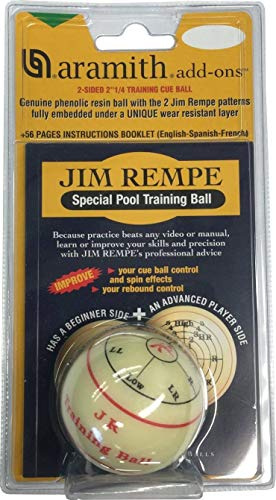 Aramith Jim Rempe Training Cue Ball 2-1/4 Regulation Size Billiard Pool Ball with Instruction Manual Learn to Play Better