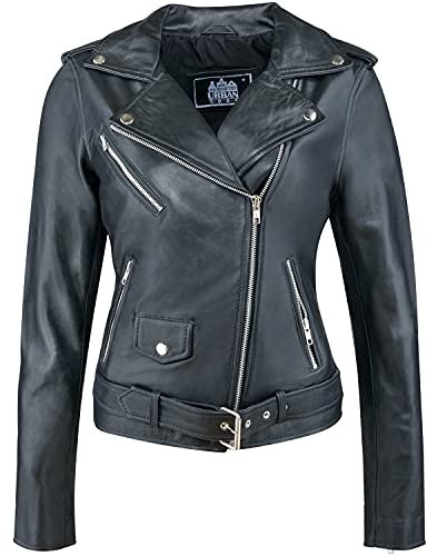 Urban Leather Damen Jacke Biker Perfecto Ladies, Schwarz, Große : XL, UR-133