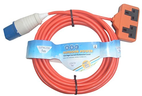 Aerials Satellites and Cables 5 m Twin Socket Caravan Mains Hook Up Cable