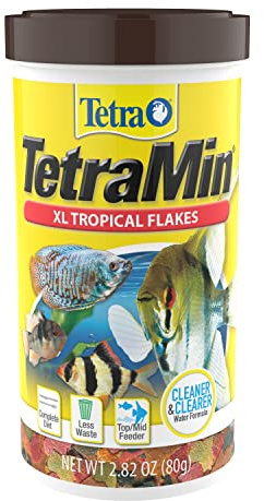 Tetra TetraMin XL Tropical Flakes 2.82 Ounces, Large Flakes, Nutritionally Balanced Fish Food, Tetra TetraMin Large Tropical Fish Flake Food, 2.82 oz