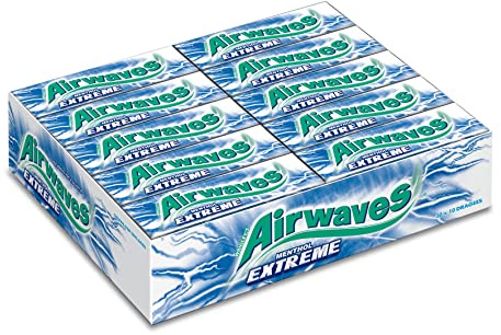 Airwaves Chewing Gum Extreme, 30 Packs of 10 Pieces, Sugar Free Chewing Gum Bulk Pack with Menthol Freshness (300 Pieces)