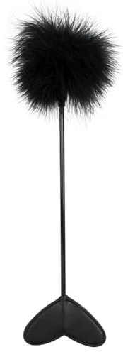 Bad Kitty Federstab schwarz - verführerische Feder-Peitsche mit Herz-Knebel, erotische Rollenspiele, elegante Federpuschel-Gerte für Paare, schwarz