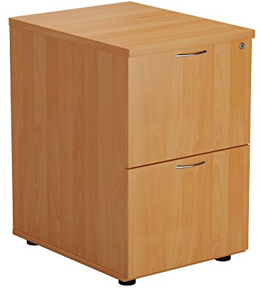 Office Hippo Heavy Duty Filing Cabinet, Robust File Cabinet, Office Cabinet with Anti-Tilt Mechanism, Lockable Filing Cabinet, Office Storage for A4 or Foolscap Filing - Beech, 2 Drawer