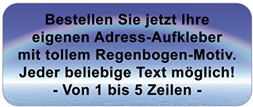 Adress-Etiketten - Adress-Aufkleber Regenbogen mit Ihrem Wunschtext, 160 Stück, ca. 56 x 23 mm, für 1 bis 5 Zeilen Text