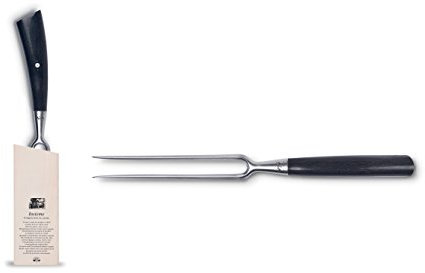 Coltellerie Berti – Insieme – Tenedor de trinchar – Bloque magnético + Cuchillo de cocina forjado (Charol)