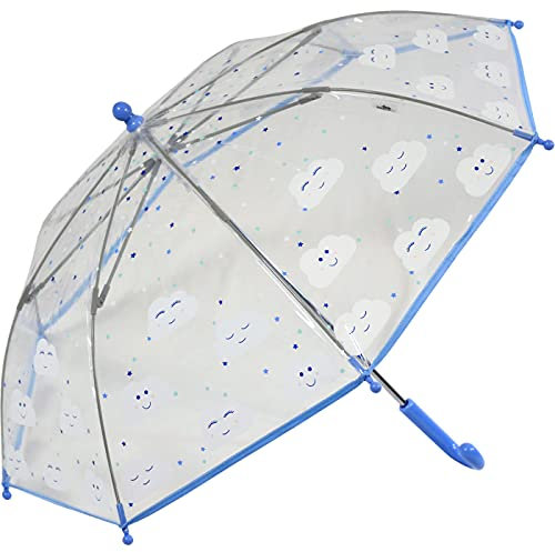 s.Oliver Transparentschirm durchsichtig Handöffner Happy Clouds blau