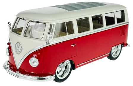 VW T1 Bus Low Rider, rot/Weiss, 1963, Modellauto, Fertigmodell, Welly 1:24