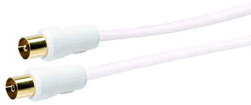 SCHWAIGER Antenna Connection Cable 90 dB 15.0 m White IEC Plug > IEC Female Double Shielding 75 Ohm Digital HDTV DVB-C/DVB-T2