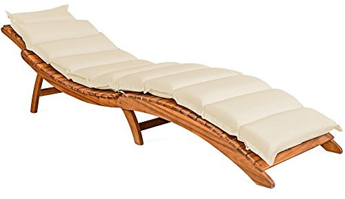 Detex Coussin pour Chaise Longue crème rembourré 7 cm d'épaisseur Oreiller Inclus avec Sangles Coussin pour Bain de Soleil