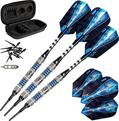 Viper by GLD Products Astro 80% Tungsten Soft Tip Darts with Storage/Travel Case, Blue Rings, 16 Grams,21-3275-16