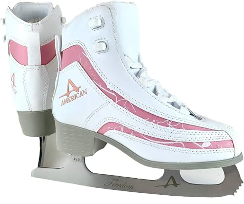 American Athletic Soft Boot Ice Skates for Girls - Kids Figure Skates with Pink Trim, Ankle Support, Padded Liner, Stainless Steel Blades - Suitable for Indoor & Outdoor Ice Skating (2)