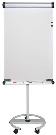 Maul Flipchart MAULsolid flip2use 66x97cm | Mobiles Whiteboard mit 5 Fußrollen und Rundfuß | Drehbare Tafel mit Blockhalter und großer Ablageschale für Marker | Hoch- und Querformat | Grau