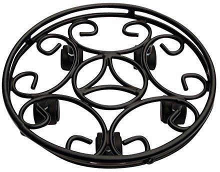 Garden Pride Heavy Duty Round Plant Pot Caddy - 2 Pack, 17 Diameter (43cm), Black, Outdoor Use