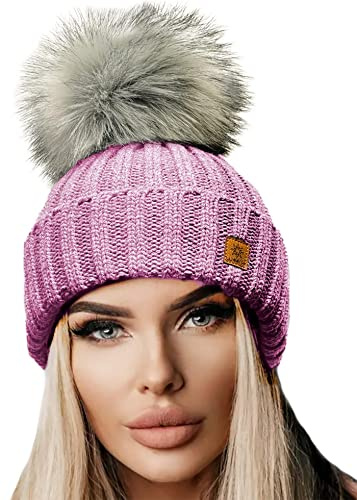 4sold Winter Cristallo Più Grande Pelliccia Pom Pom invernale di lana Berretto Delle Signore Delle Donne Beanie hat Pera Sci Snowboard di moda