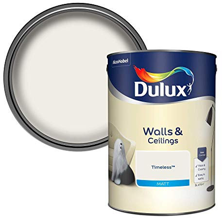 Dulux Matt Emulsion Paint For Walls And Ceilings - Timeless 5 Litres