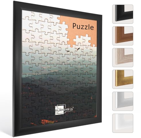Bildershop-24 Puzzlerahmen Bilderrahmen Valencia 50X70cm Schwarz (matt) für ca. 500-1000 Teile