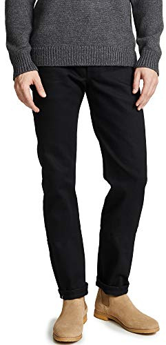 Naked & Famous Denim Men's Weird Guy, Solid Black Selvedge, 34