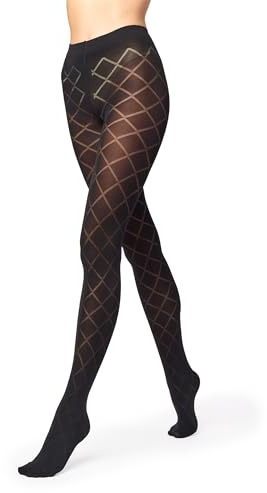 Merry Style Collant Fantaisie Opaque à Motif Lingerie Sexy Sous-vêtements Femme MS 328 60 DEN (Noir, S)