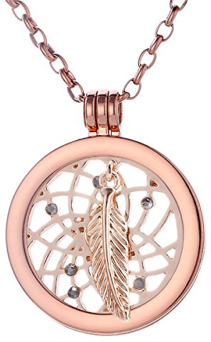 Morella Damen Halskette Rosegold 70 cm Edelstahl mit Amulett und Coin 33 mm Traumfänger Rosegold in Schmuckbeutel