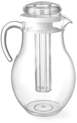 HENDI Krug, Med Isbitskylning, Juicebehållare, Glaskaraff, Päronformad Modell Av Repfast, Transparent San-Plast Med Lock, 3 L, Ø170 X (H) 285 Mm, San Plast,