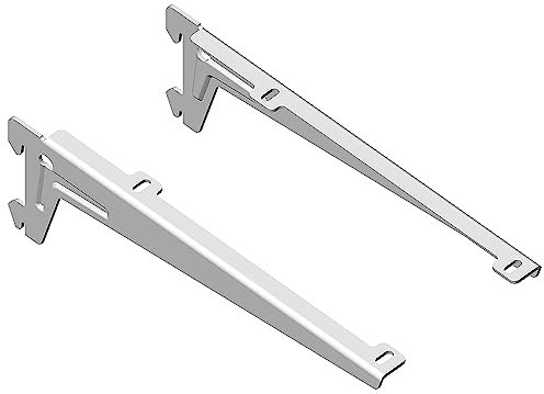Element System WINKEL-TRÄGER - Formschöner Abschluss der Regalseite zur Auflage von Holzböden - 180 mm, Stahl, Weiß, 2 Stk.