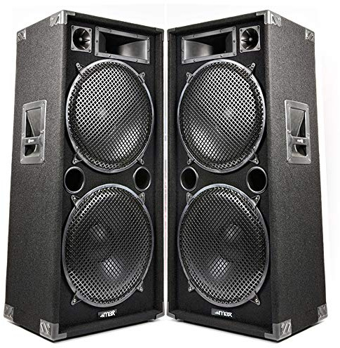 MAX215 Dual 15 Passive DJ PA Speaker Pair, 4000W – PA Speakers Solution for DJs, Events, and Karaoke, Full Range 3-Way Speaker Set with Bullet Tweeter, 8 Ohm, Carpeted Cabinet, Handles, 100dB SPL