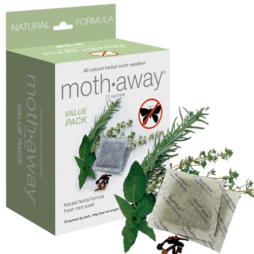 Richards Homewares Moth Away Sachets – 72-Pack Value Pack, Natural Herbal Moth Repellent, Non-Toxic & Chemical-Free, Fresh Scent for Closets, Drawers & Storage – Made in USA