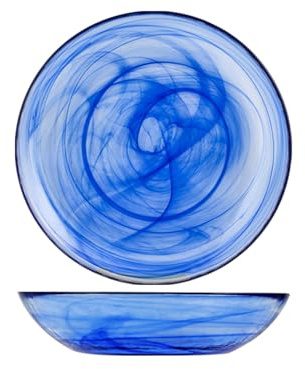H&H Piatto Vetro Fondo, 21 cm, Blu
