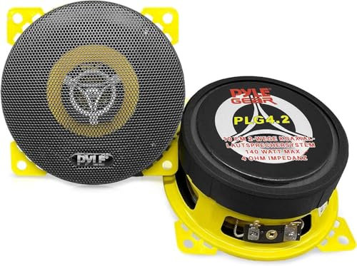 Pyle 10cm Car Door Speakers 140W – 2-Way Coaxial Stereo Audio, 4 Ohm Full Range Sound, Compact Mount Design, Easy Install, Replacement Speaker Set – 2 Pieces