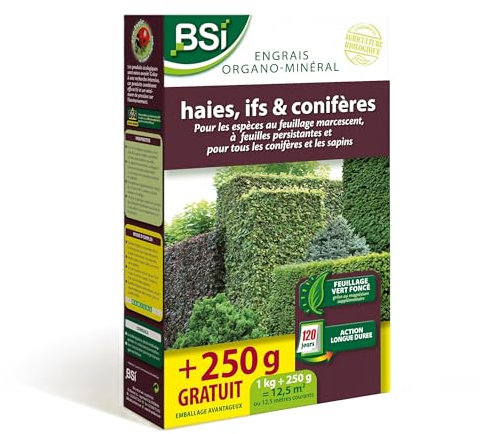 BSI - Engrais pour Bio Haie/If/Conifère - Feuillage Vert Fonçé - Action Longue Duree - 12,5 m²