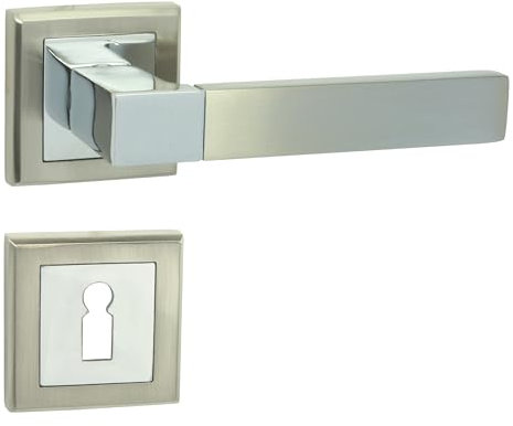 Domino REAL-QR - Set di maniglie per serrature BB | con rosette BB quadrate | per camera da letto, ufficio, cantina e interni | Ferrures