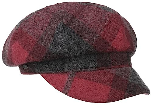 McBURN Tevere Karo Damen Newsboy Cap - Made in Italy Ballonkappe Damenmütze Schildmütze mit Schirm, Futter Winter Herbst-Winter - One Size rot
