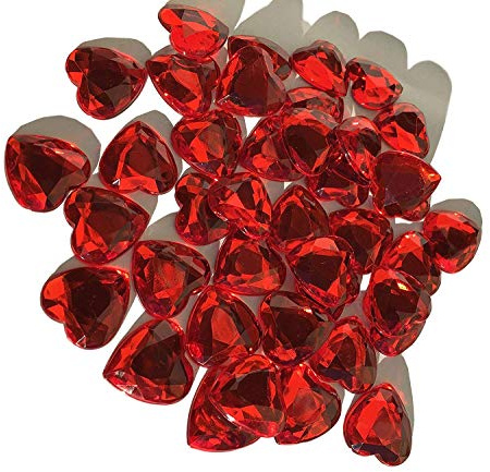 Crystal King - Cuori decorativi in cristallo da 20 mm, 80 pezzi, colore: rosso
