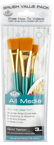 Royal & Langnickel Set de brochas vidriado Lavado, de taklon (3 Piezas) Color Dorado