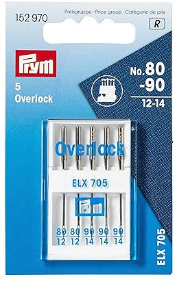 Prym 152970 Sewing Machine Needles Overlock 80-90 Assorted, Silver, No. 80-100