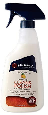Guardsman Anytime Clean & Polish Wood Cleaner & Furniture Polish for Cabinets, Tables, and Other Wood Surfaces, Spray Bottle, Lemon Fresh, 16 Fluid Ounces